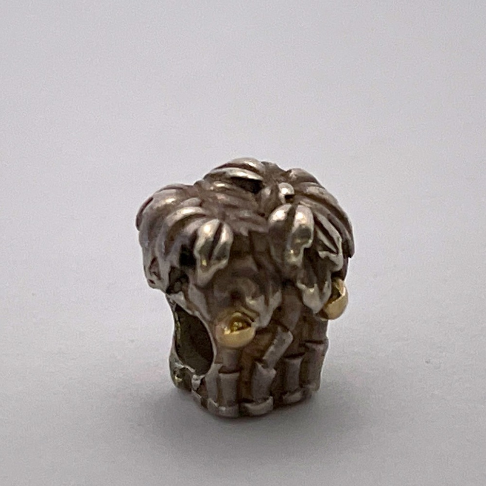 RETIRED Pandora Silver and GOLD Palm Tree Charm